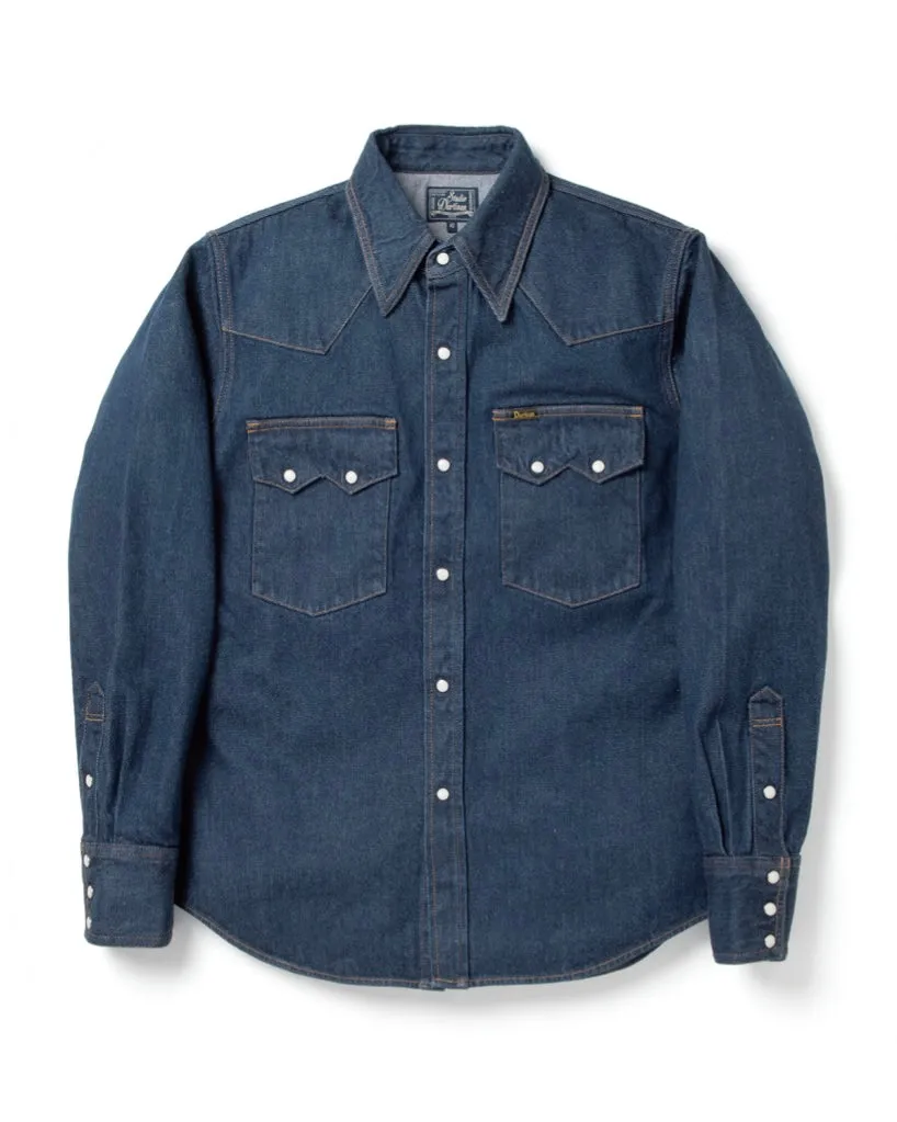 12.8oz Natural Indigo Denim Sawtooth Western Shirt D5701