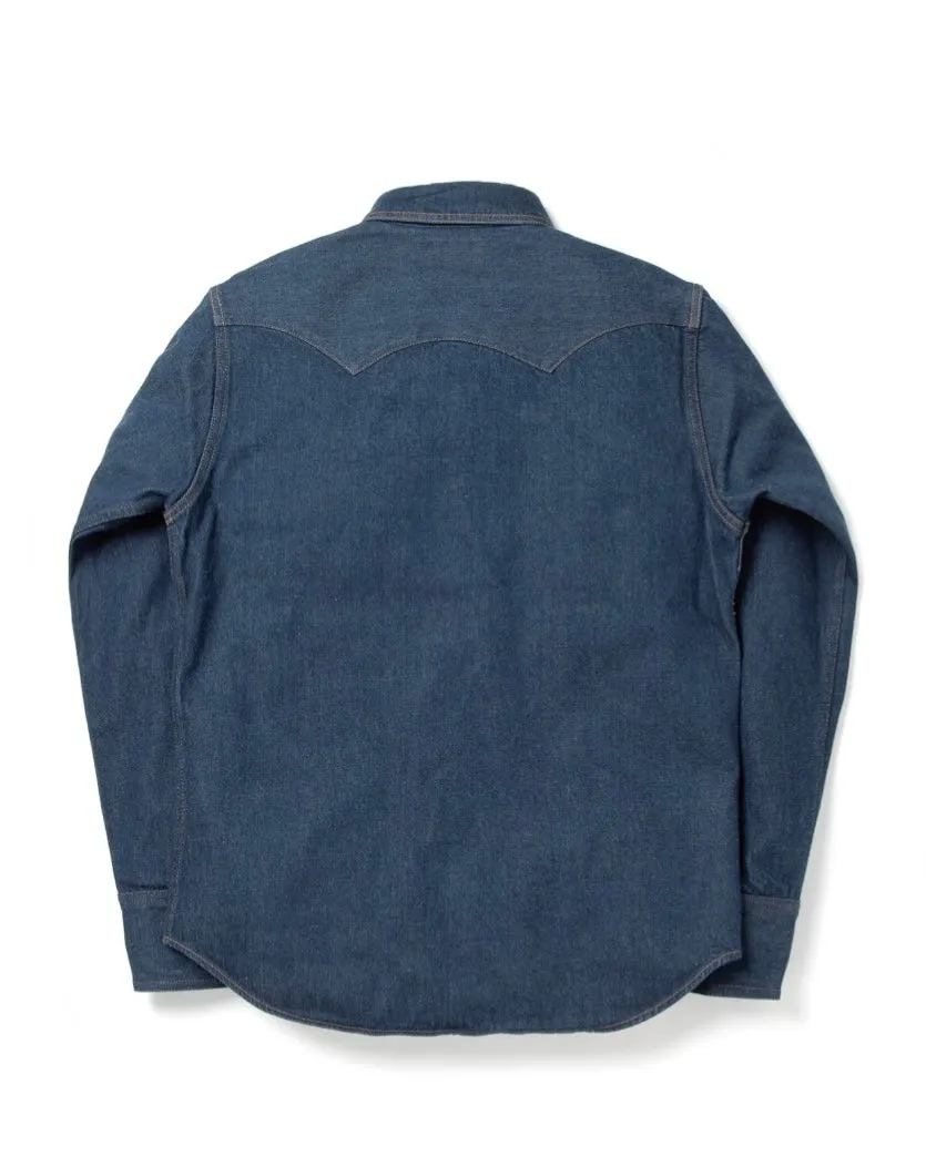12.8oz Natural Indigo Denim Sawtooth Western Shirt D5701