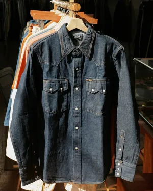 12.8oz Natural Indigo Denim Sawtooth Western Shirt D5701