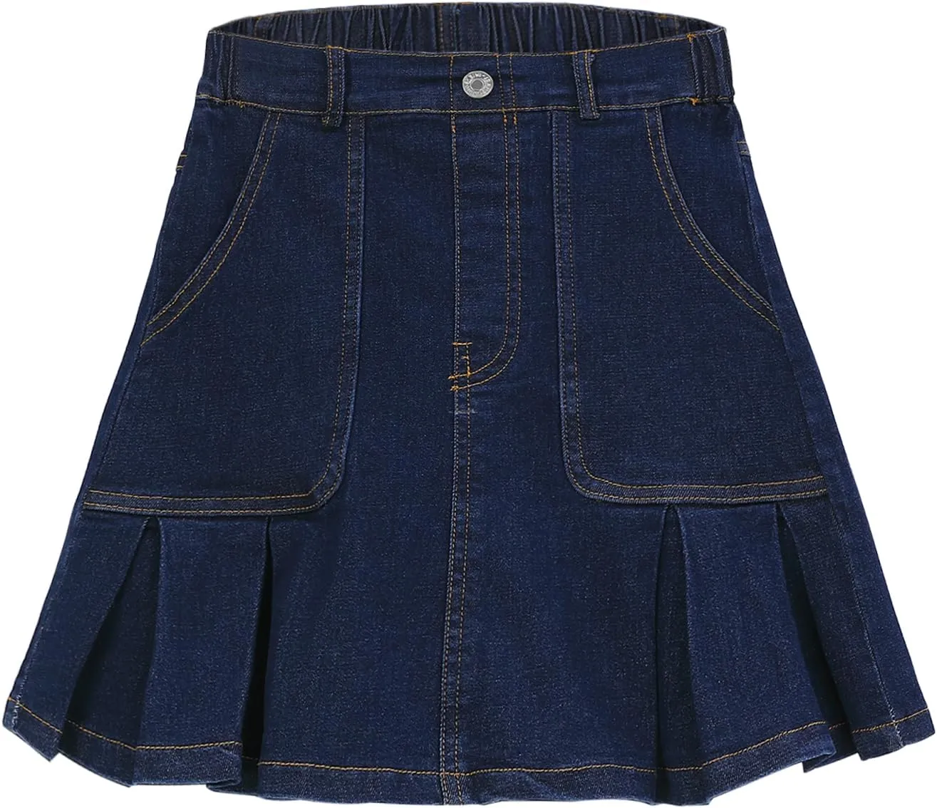 2025 Girl's Denim Skirts Elastic Waist Pleated Toddler Girls Jean Skirt Size 10-12