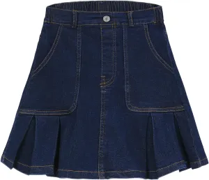 2025 Girl's Denim Skirts Elastic Waist Pleated Toddler Girls Jean Skirt Size 10-12