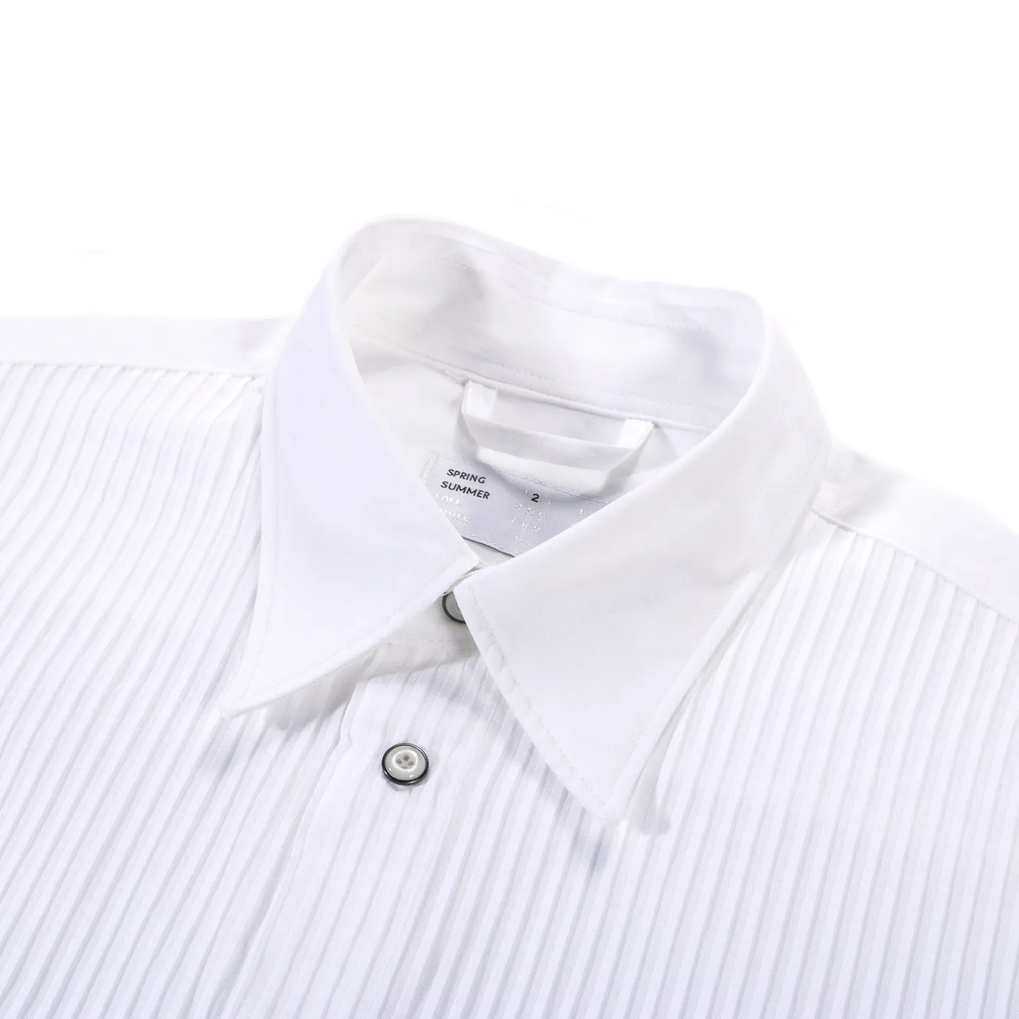 4SDESIGNS PLASTRON OVERSHIRT WHITE JACQUARD PLISSE