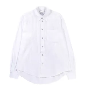 4SDESIGNS PLASTRON OVERSHIRT WHITE JACQUARD PLISSE