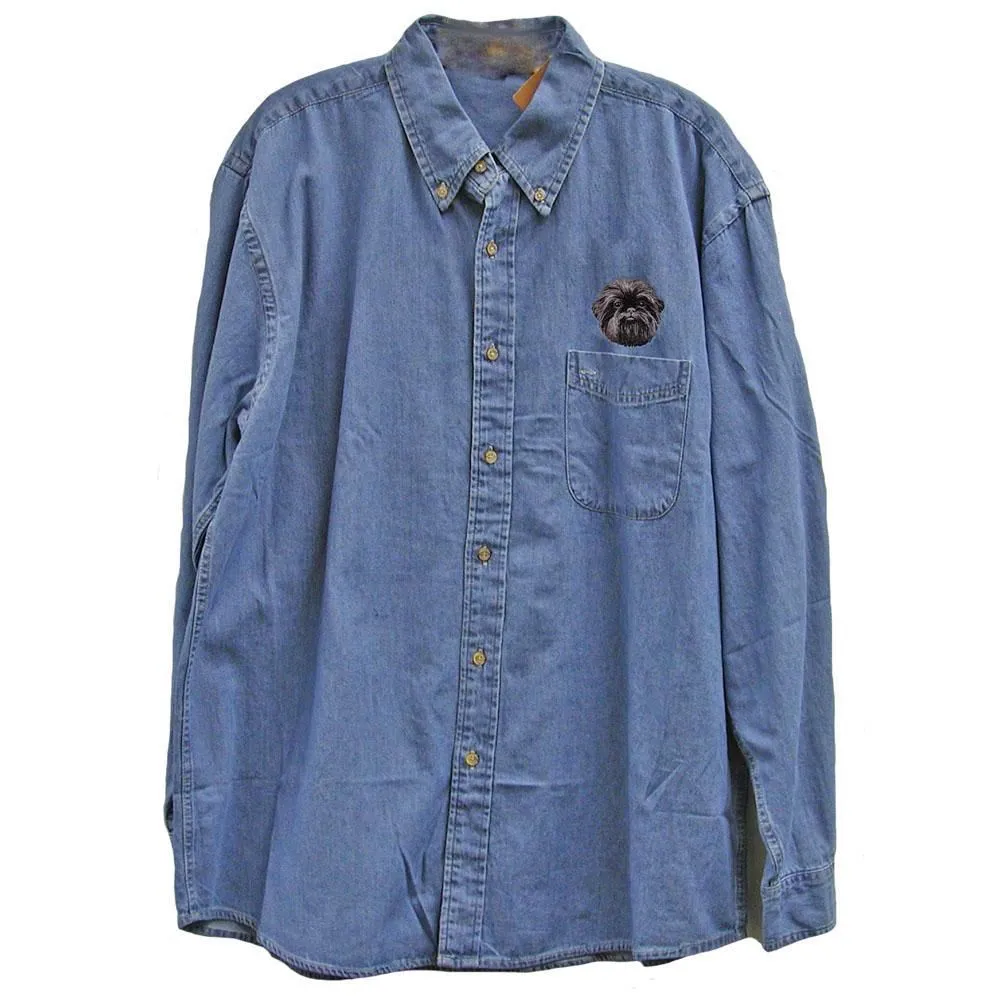 Affenpinscher Embroidered Mens Denim Shirts