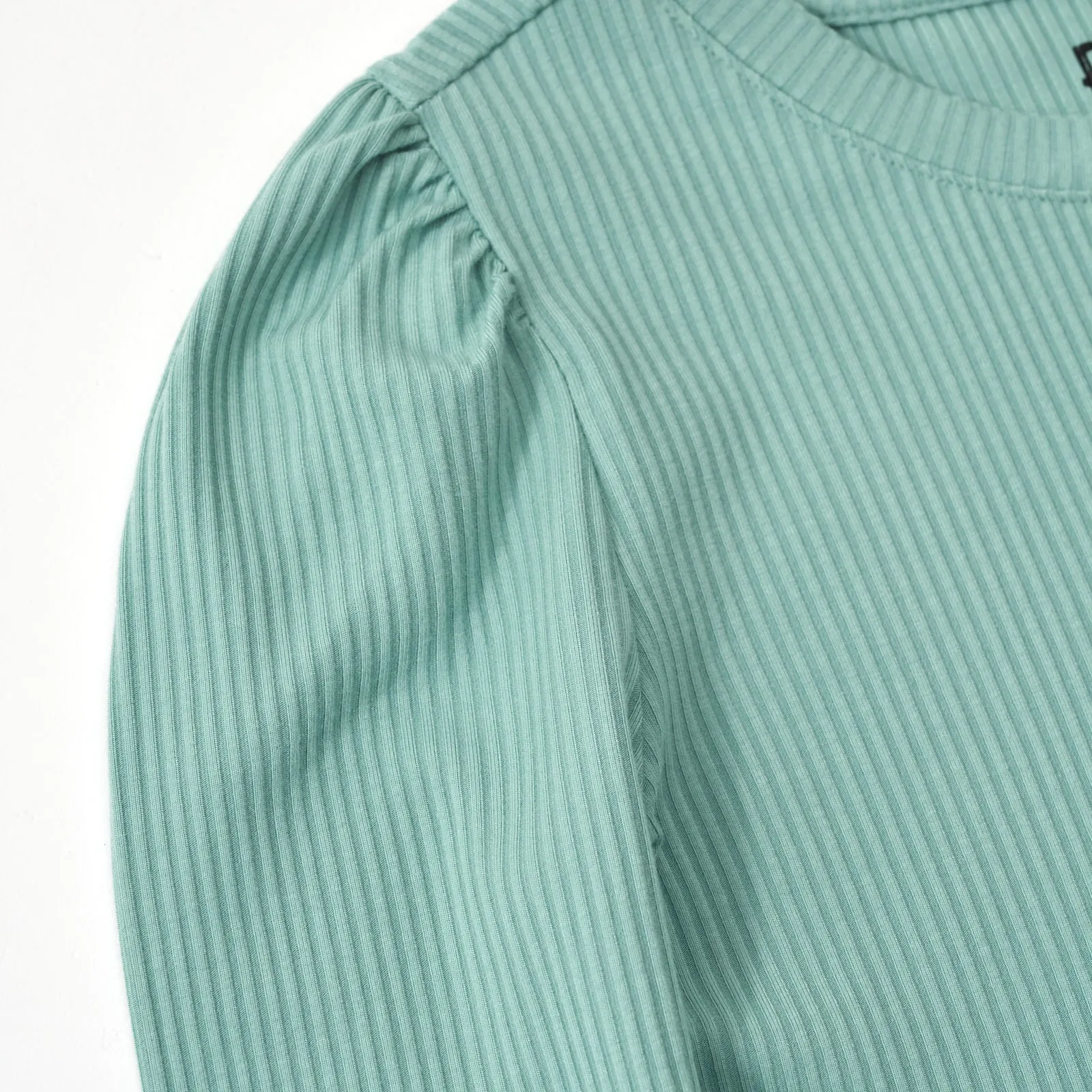 Aqua Mist Ribbed Tiered Peplum Top