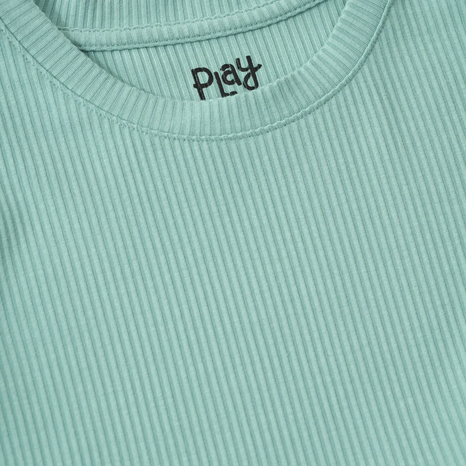 Aqua Mist Ribbed Tiered Peplum Top