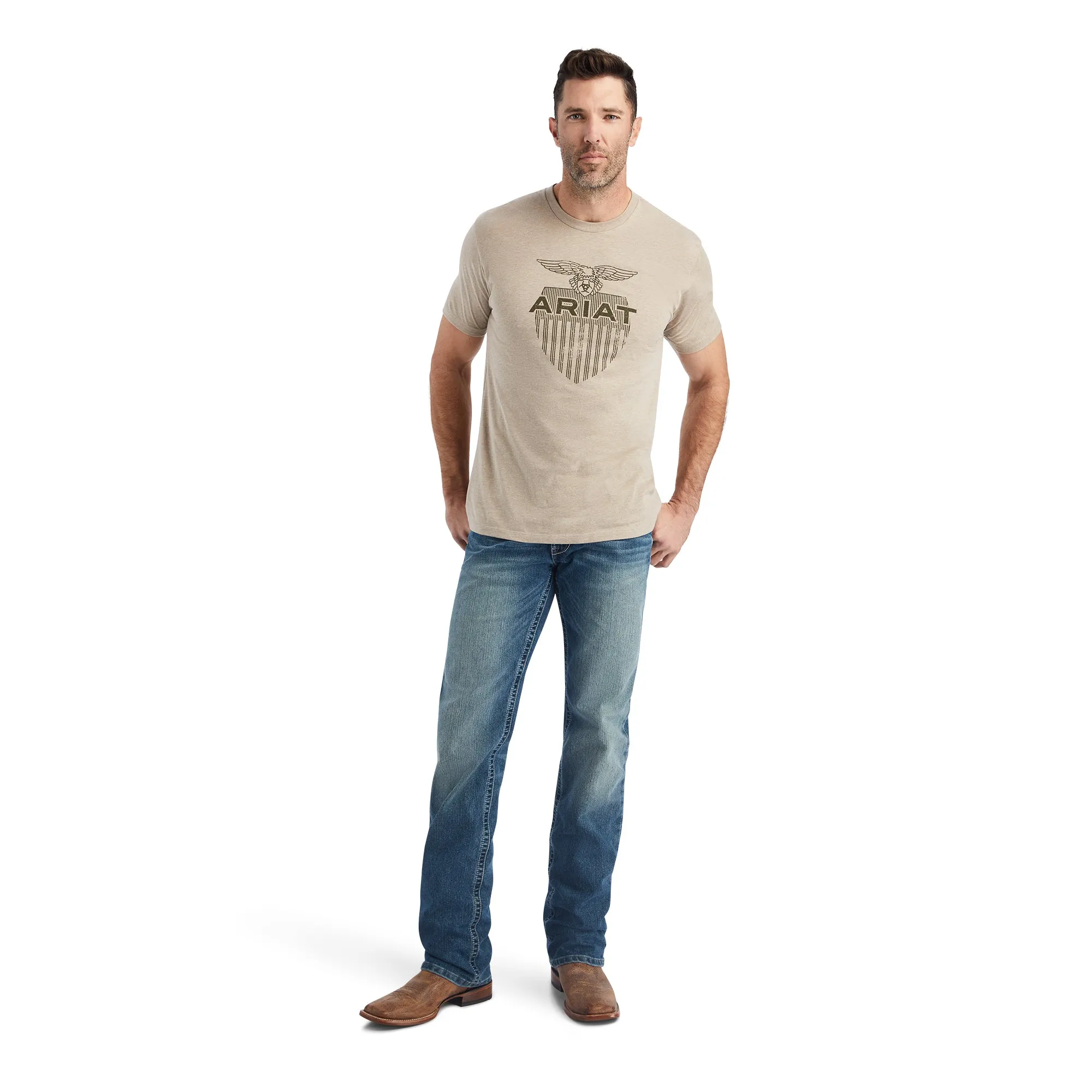 Ariat® Men's Diamond Shield Oatmeal Heather Graphic T-Shirt 10042767