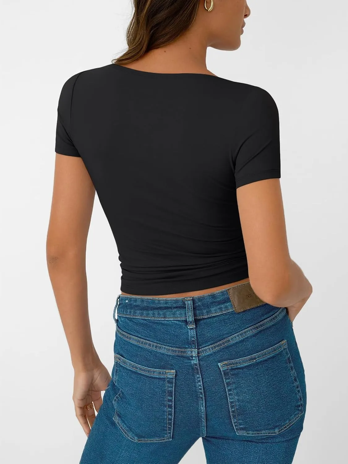 AUTOMET Womens Short Sleeve Boat Neck T-Shirts Going Out Tops Compression Summer Y2k Basic Clothes 2025