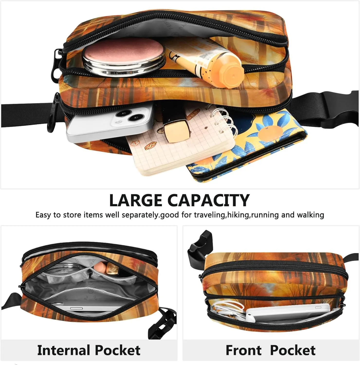 Autumn Forest Women Fanny Packs Hiking Hip Bag Belt Purse Waterproof Travel Waist Bag