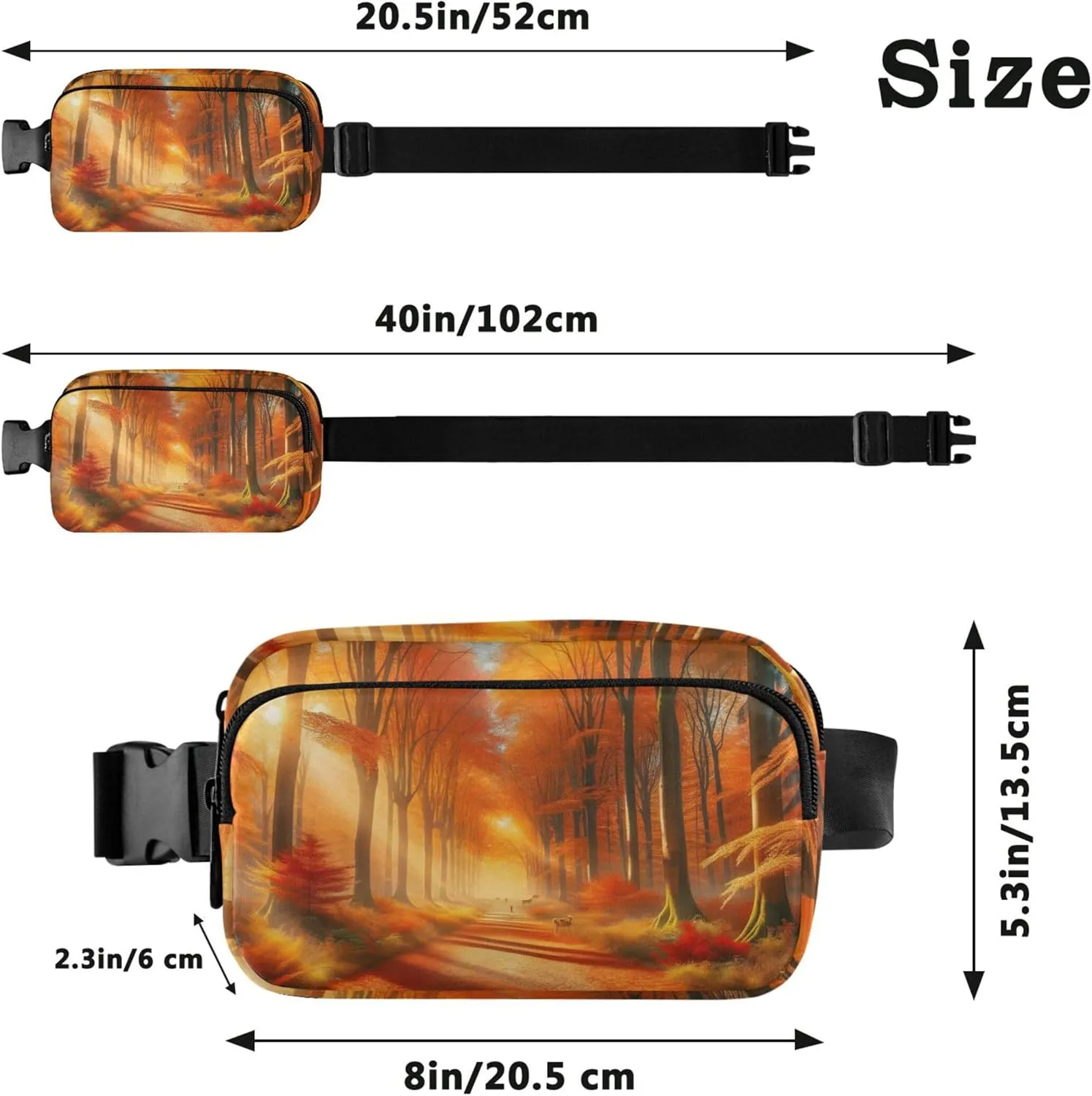 Autumn Forest Women Fanny Packs Hiking Hip Bag Belt Purse Waterproof Travel Waist Bag