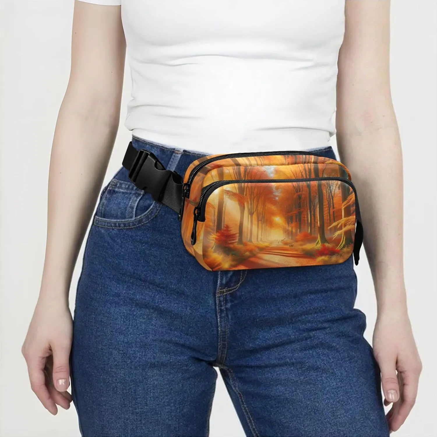 Autumn Forest Women Fanny Packs Hiking Hip Bag Belt Purse Waterproof Travel Waist Bag