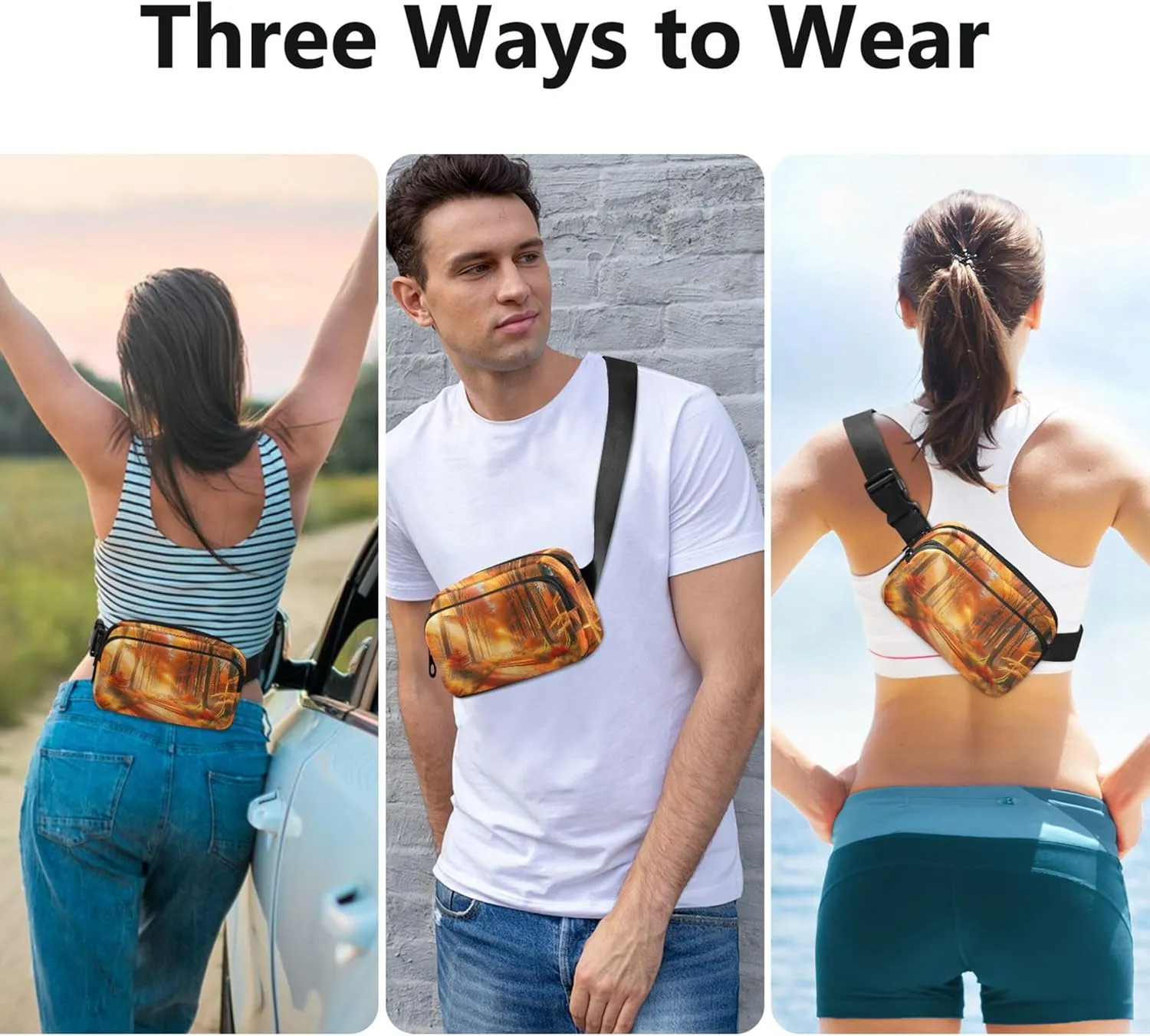 Autumn Forest Women Fanny Packs Hiking Hip Bag Belt Purse Waterproof Travel Waist Bag