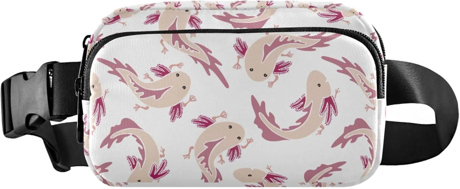 Axolotl Fish Women Fanny Pack Bright Color Large Hip Belt Bag Waterproof Waist Purse for Women