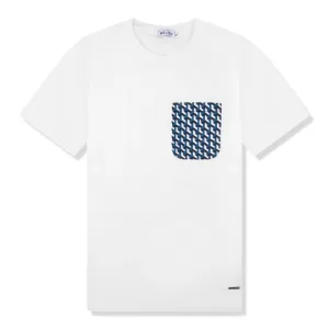 Belier Illusion Print White Light Blue Pocket T Shirt