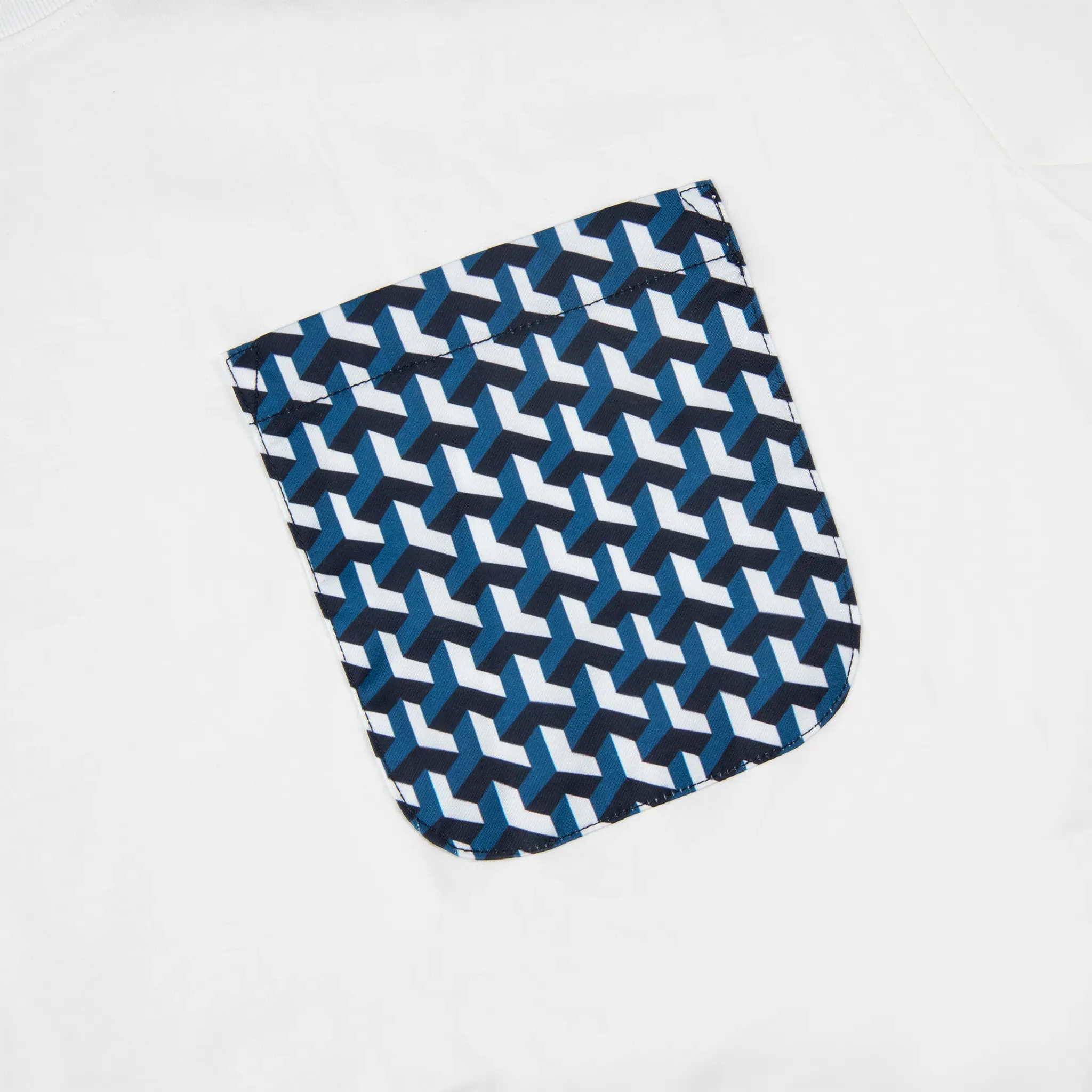 Belier Illusion Print White Light Blue Pocket T Shirt