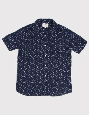 Bellfield Willems Short Sleeve Shirt - Navy Blue