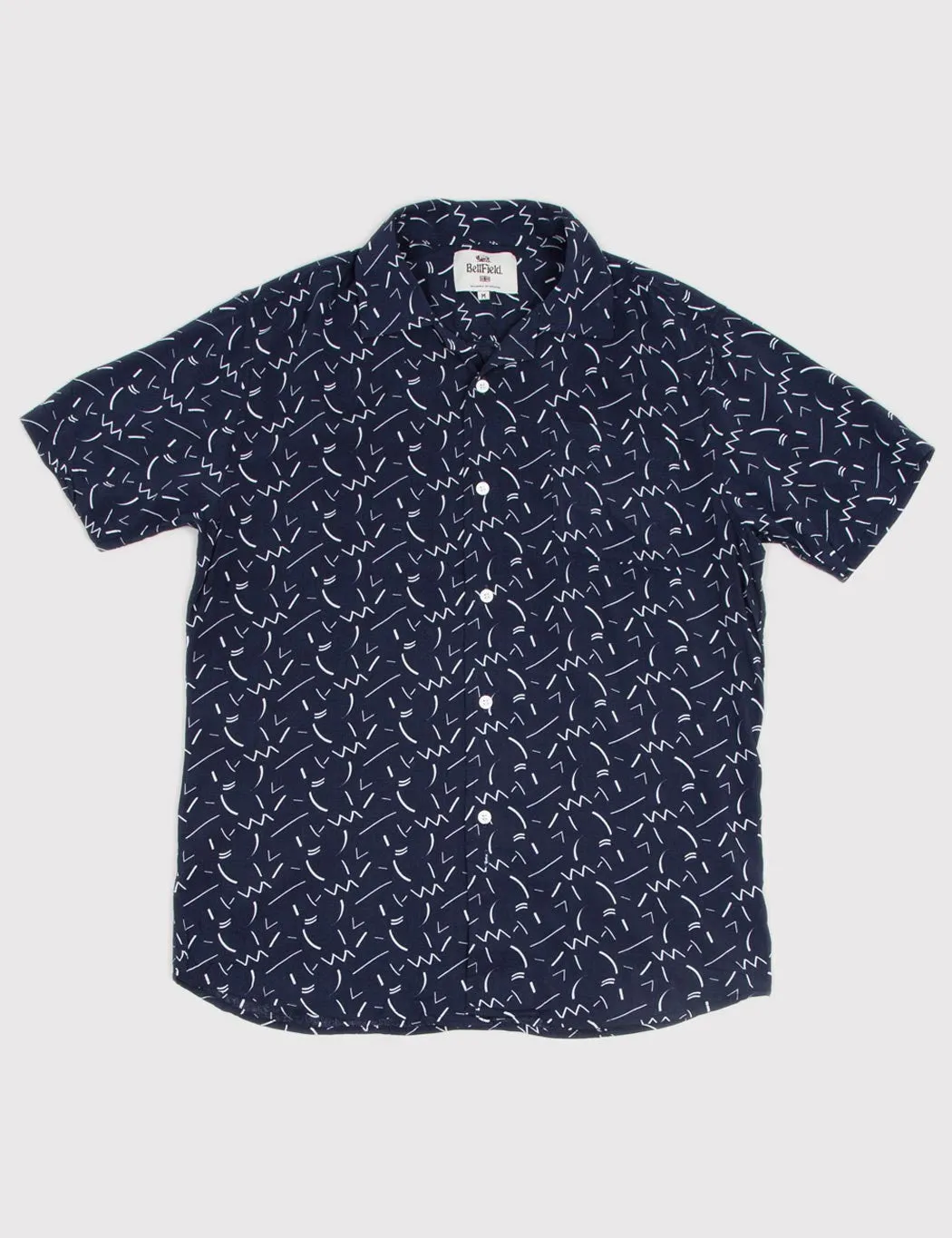 Bellfield Willems Short Sleeve Shirt - Navy Blue