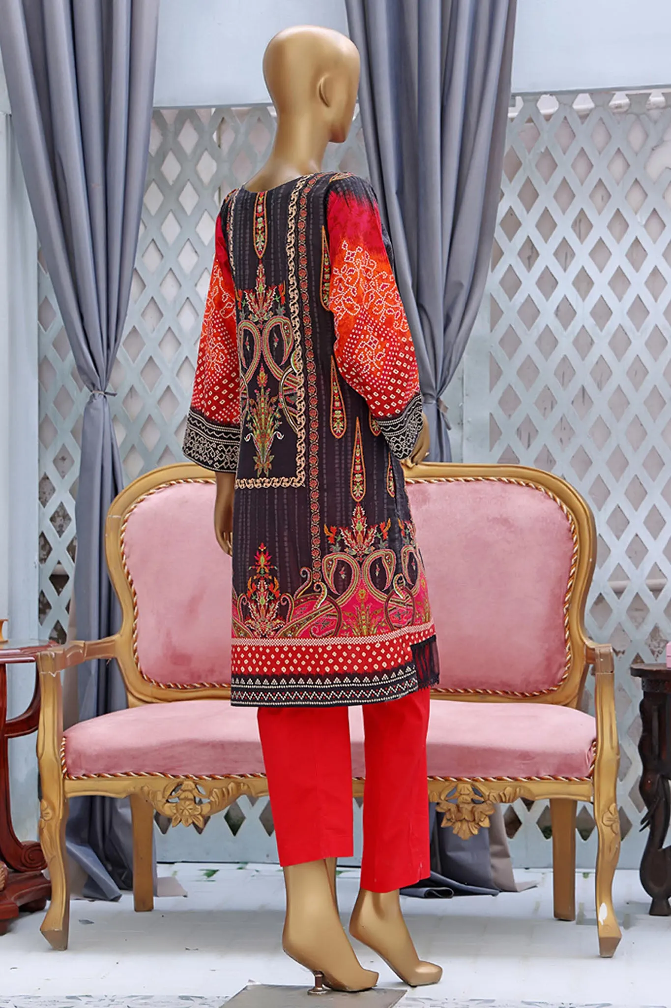 Bin Saeed Stitched Embroidered Lawn Shirts Collection'2022-L-017-Black