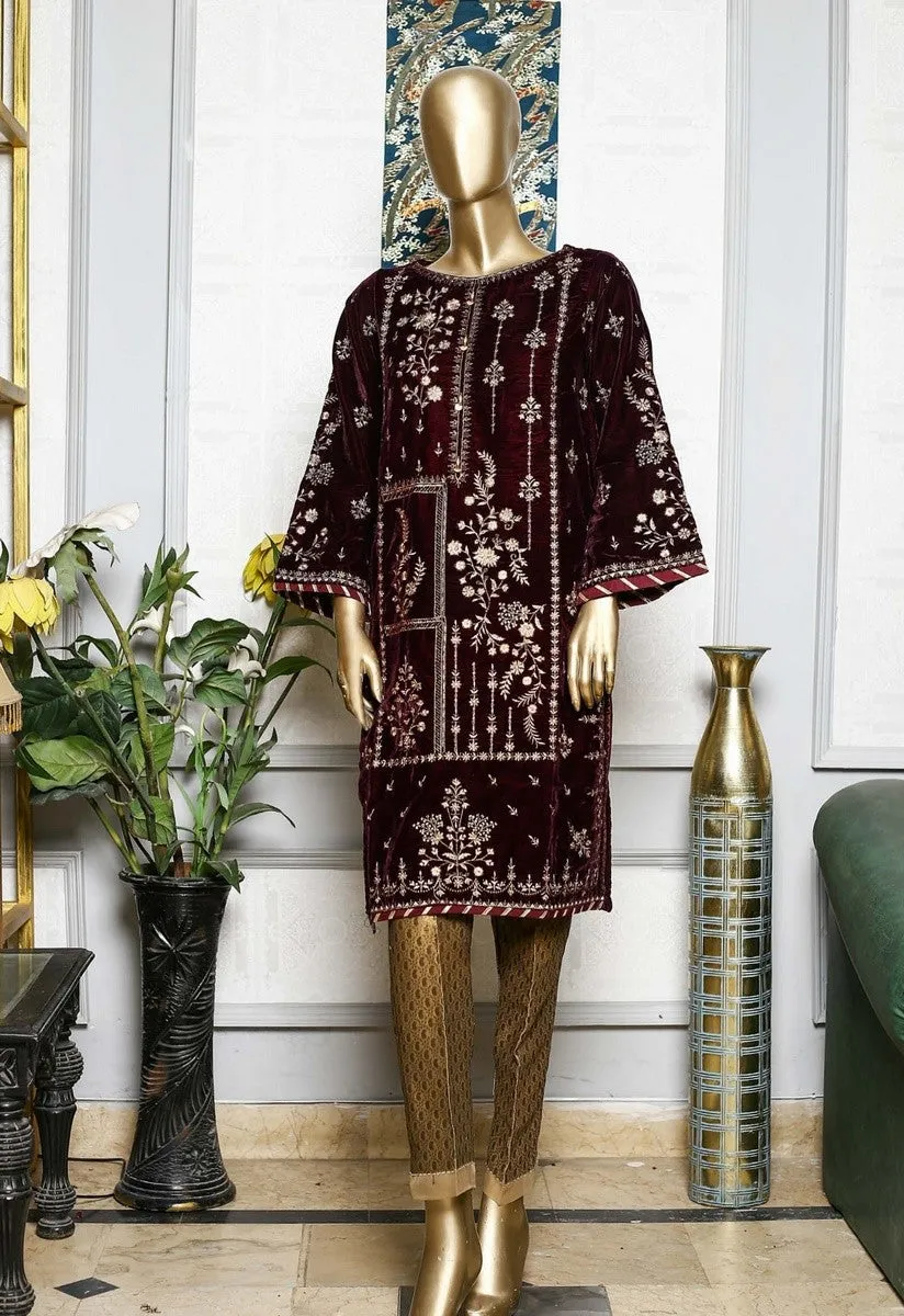 Bin Saeed Stitched Embroidered velvet Kurti Vol-04 Collection'2021-BFV-043-Purple