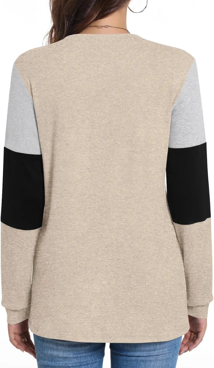 BISHUIGE Womens Button Up T-Shirts Long Sleeve Henley Tunic Tops V-Neck Casual Sweatshirt