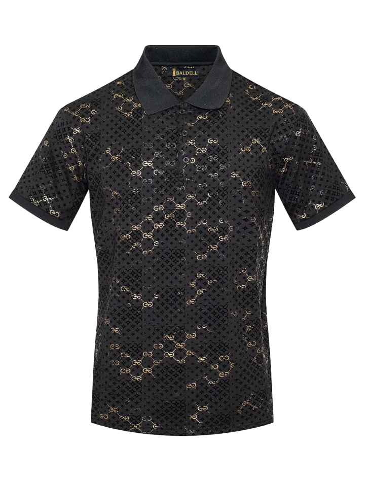 Black and Gold Men's Luxury Fashion Design Polo T-Shirt