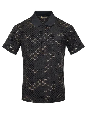Black and Gold Men's Luxury Fashion Design Polo T-Shirt