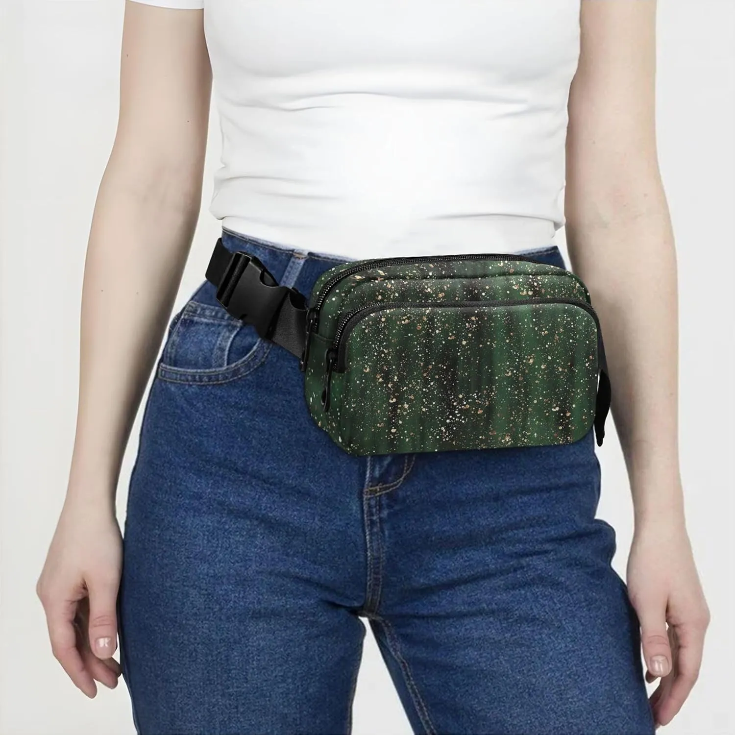 Black Green Gold Womens Fanny Pack Fashion Belt Bag Hip Pack Waterproof Waist Purse for Women