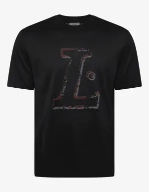 Black L Print T-Shirt