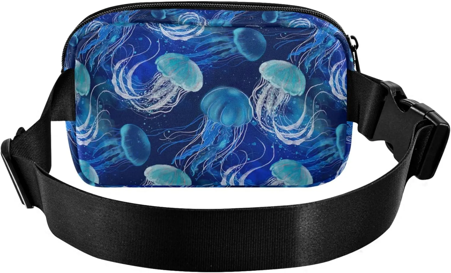 Blue Jellyfishes Underwater Women Fanny Pack Waterproof Anti Theft Belt Bag Pattern Travel Waist Pouch
