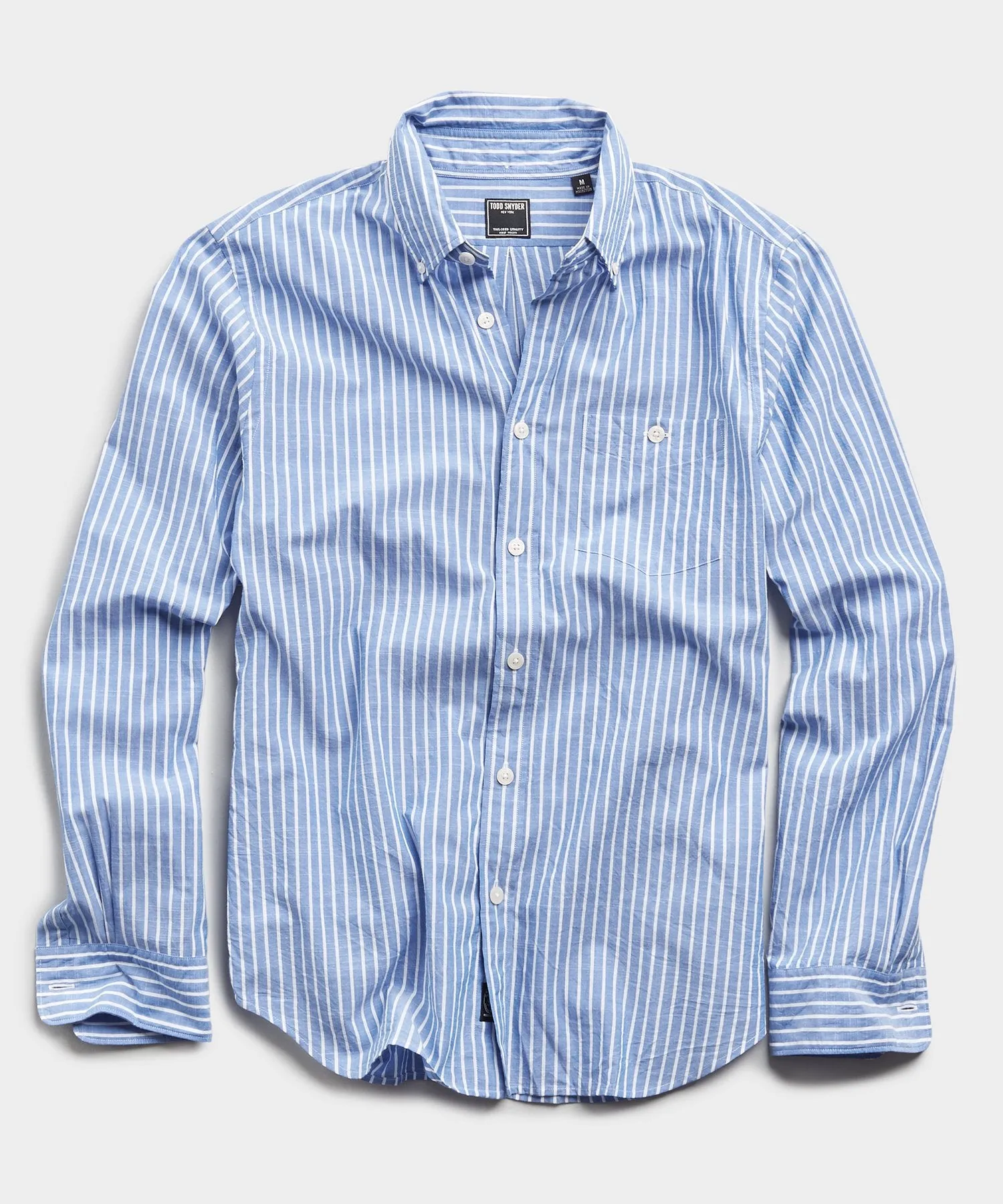 Blue with White Button Down Collar Stripe Long Sleeve