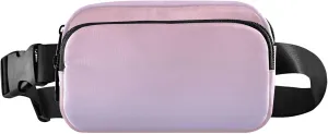 Blush Pink Lavender Blue Gradient Womens Fanny Pack Fashion Everywhere Belt Bag Waterproof Cross Body Waist Purse