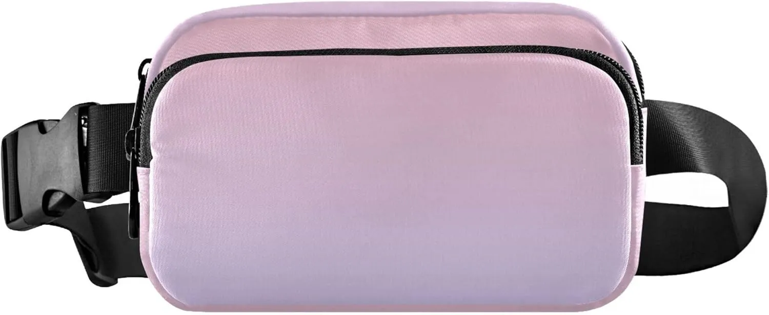 Blush Pink Lavender Blue Gradient Womens Fanny Pack Fashion Everywhere Belt Bag Waterproof Cross Body Waist Purse