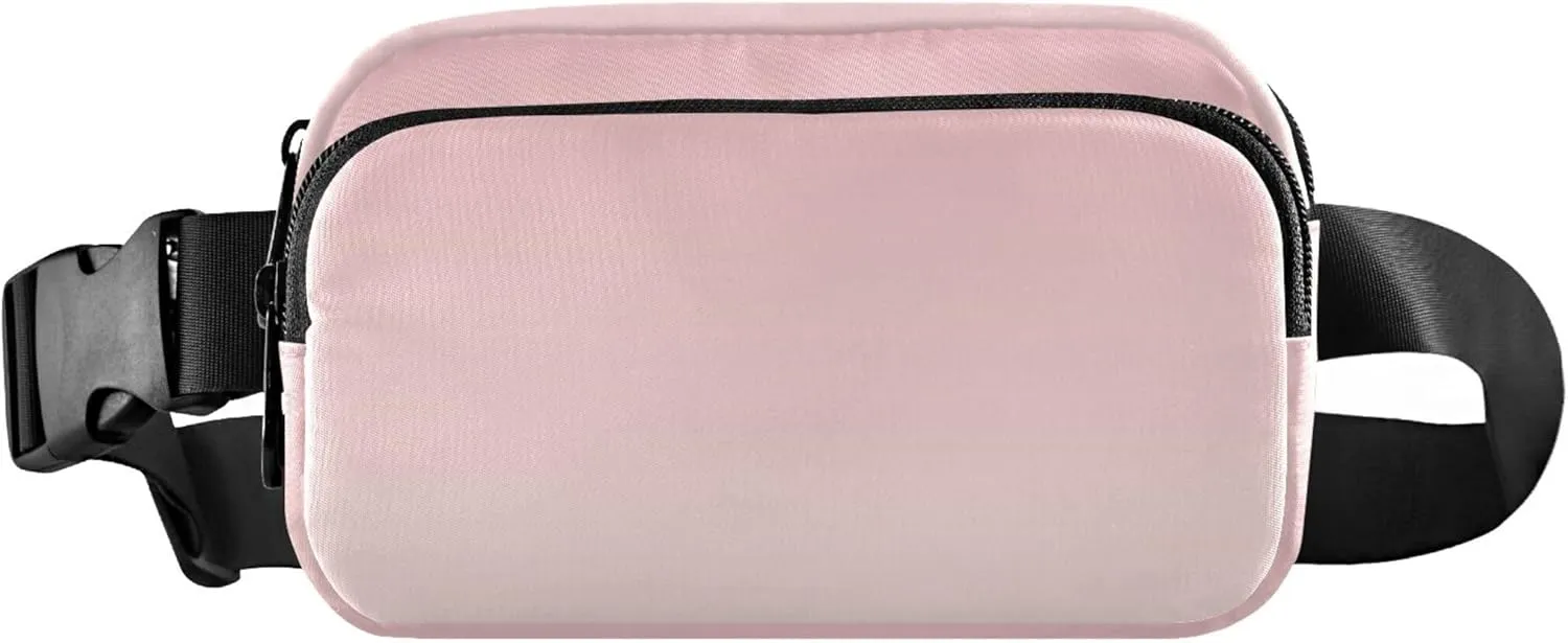 Blush Pink Linen Gradient Fanny Packs Women Waterproof Everywhere Belt Bag Cute Travel Waist Pouch