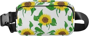 Bright Sunflowers Green Leaves Womens Fanny Pack Waterproof Hip Pouch Belt Bag Funny Travel Waist Pack for Men