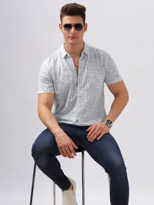 BULLMER Mint Trendy Regular Fit Printed Causal Half sleeve Shirt For Men