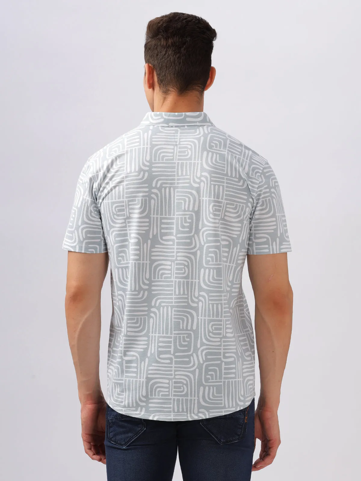 BULLMER Mint Trendy Regular Fit Printed Causal Half sleeve Shirt For Men