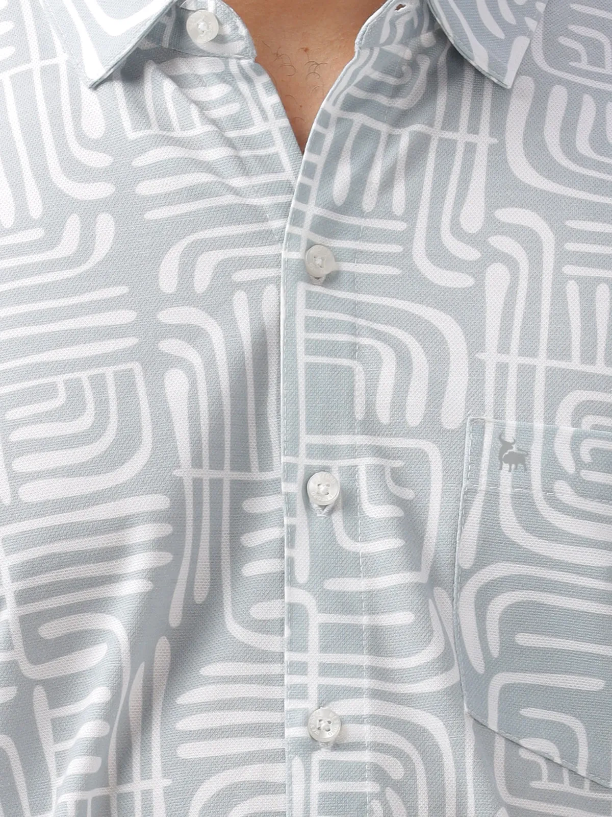 BULLMER Mint Trendy Regular Fit Printed Causal Half sleeve Shirt For Men