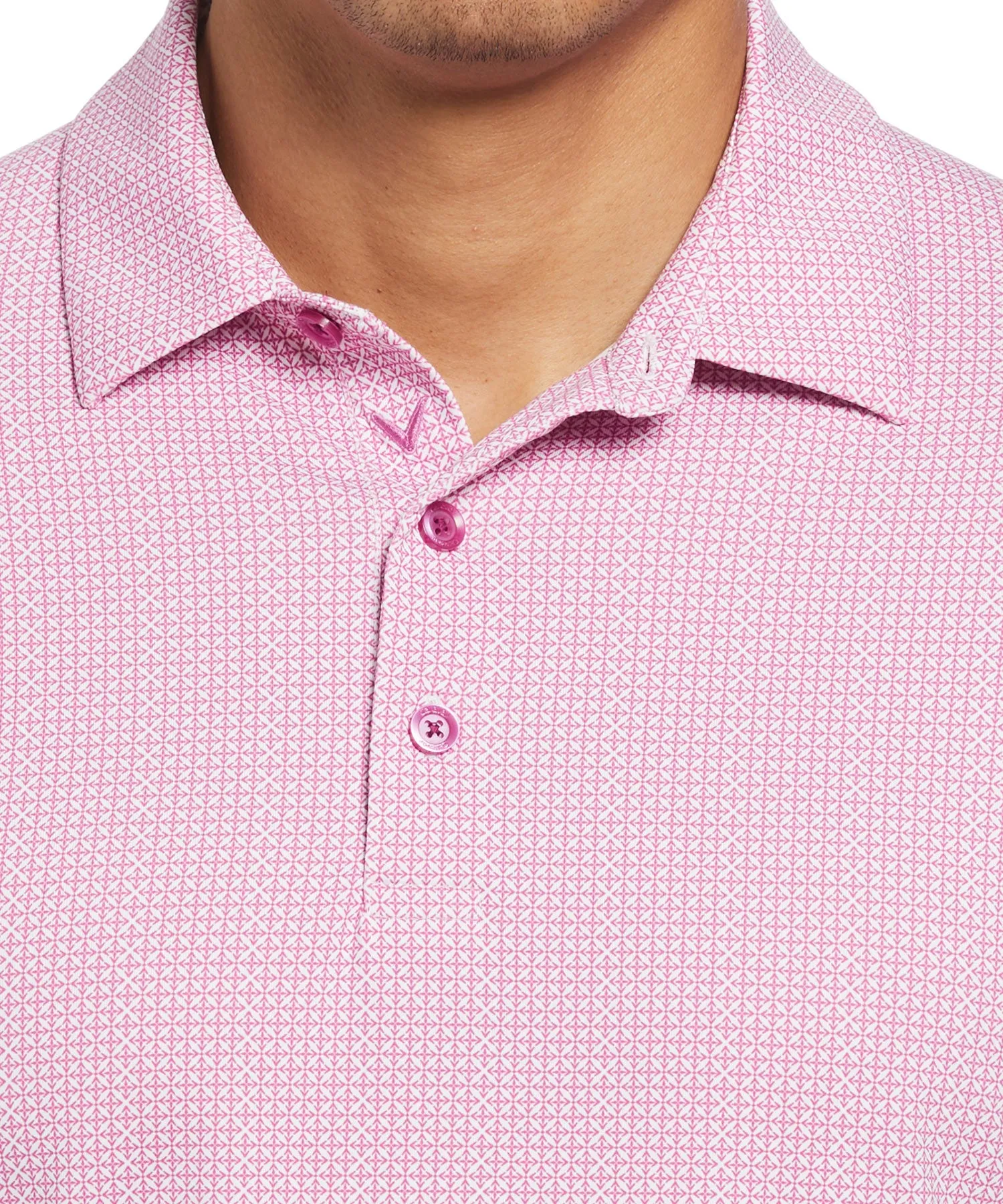 Callaway Short Sleeve Foulard Print Polo Knit Shirt