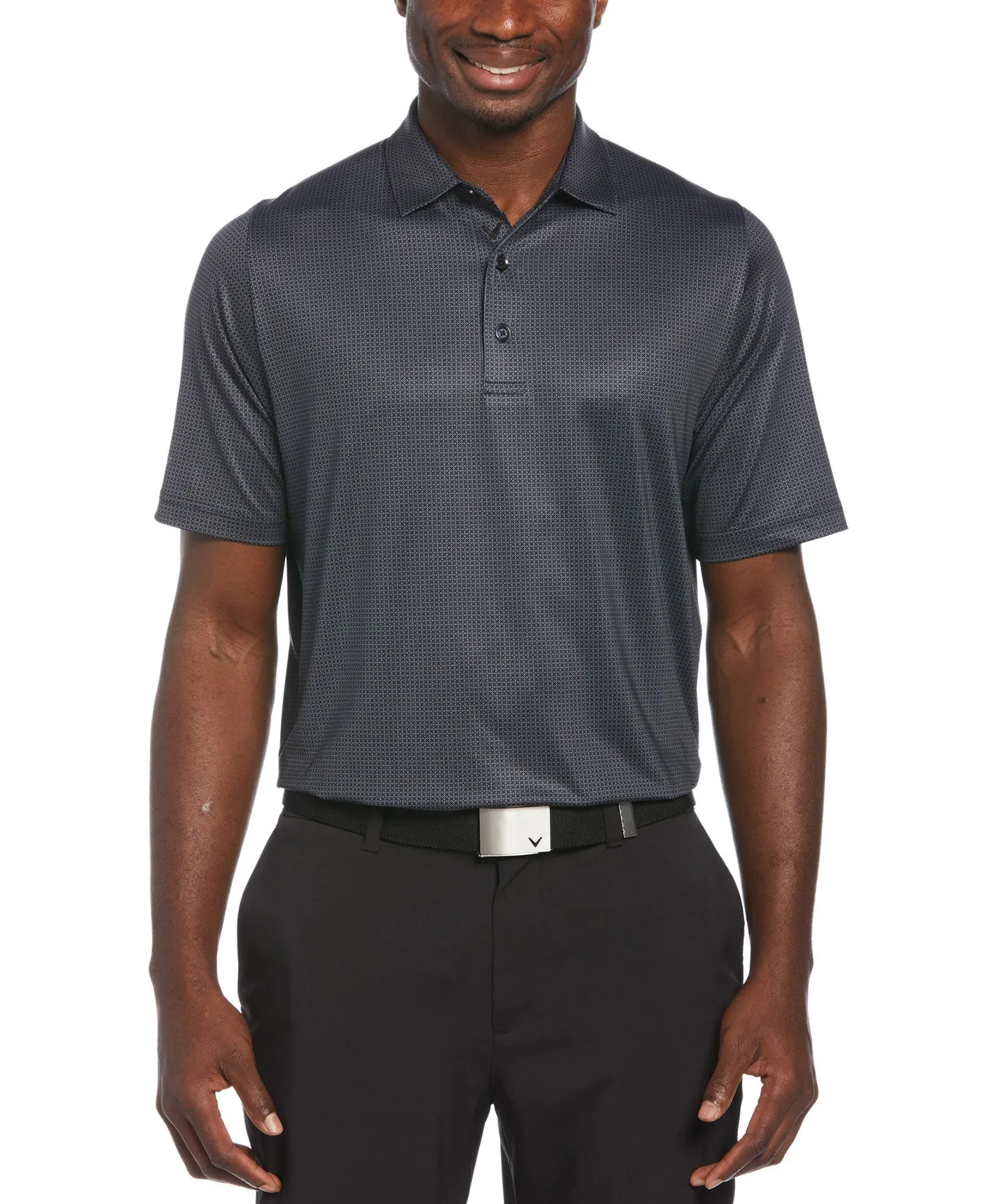 Callaway Short Sleeve Foulard Print Polo Knit Shirt