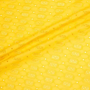 Canary Yellow Geometric Embroidered Cotton
