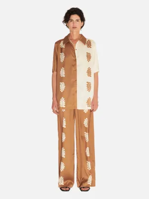 Carmine Relaxed Shirt - Stencil Leaf