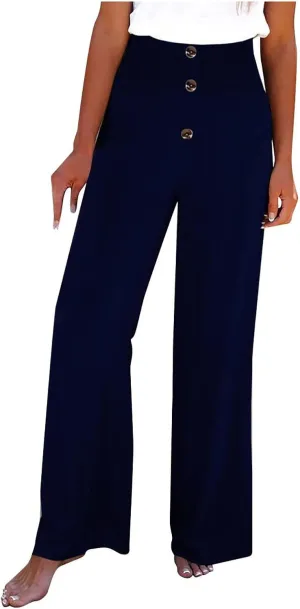 Ceboyel Women Button Straight Leg Summer Pants High Waisted Linen Pants Dressy Causal Linen Trousers Trendy Ladies Outfits
