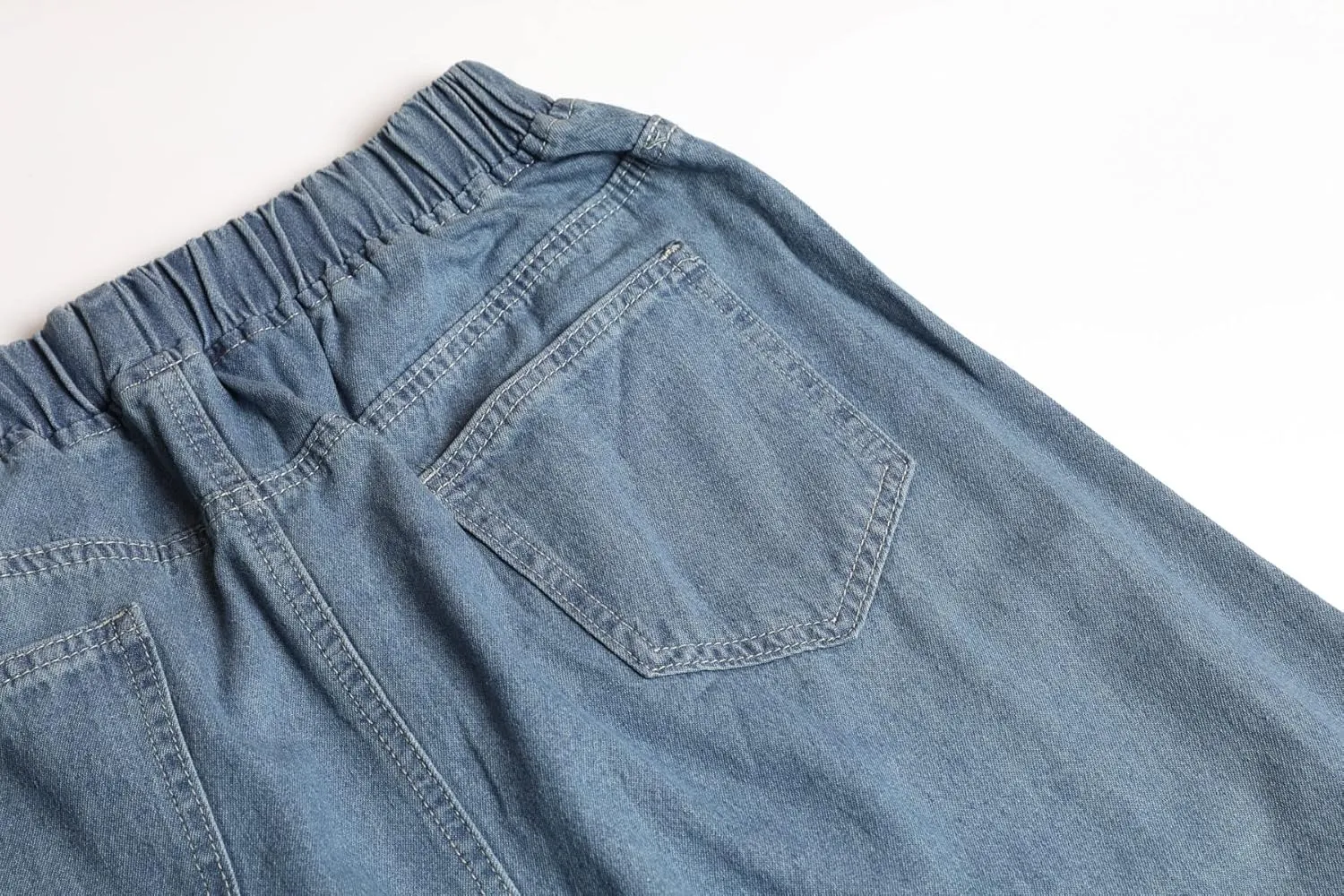 CHARTOU Women's Retro Elastic High Waist Frayed A-Line Maxi Denim Skirt with Pockets