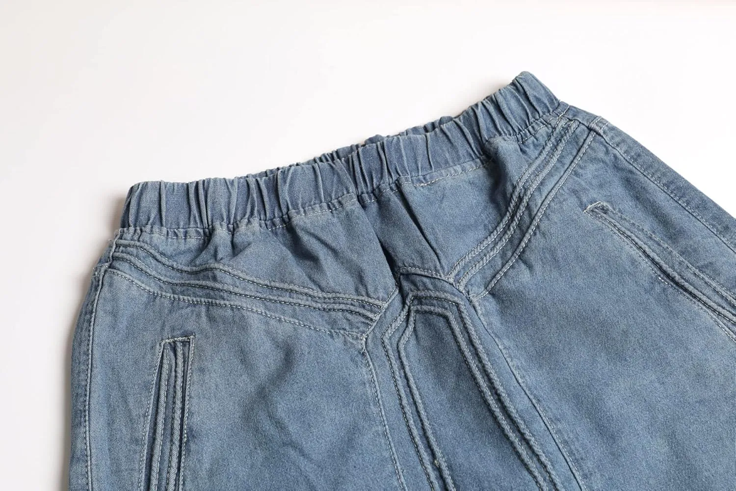 CHARTOU Women's Retro Elastic High Waist Frayed A-Line Maxi Denim Skirt with Pockets