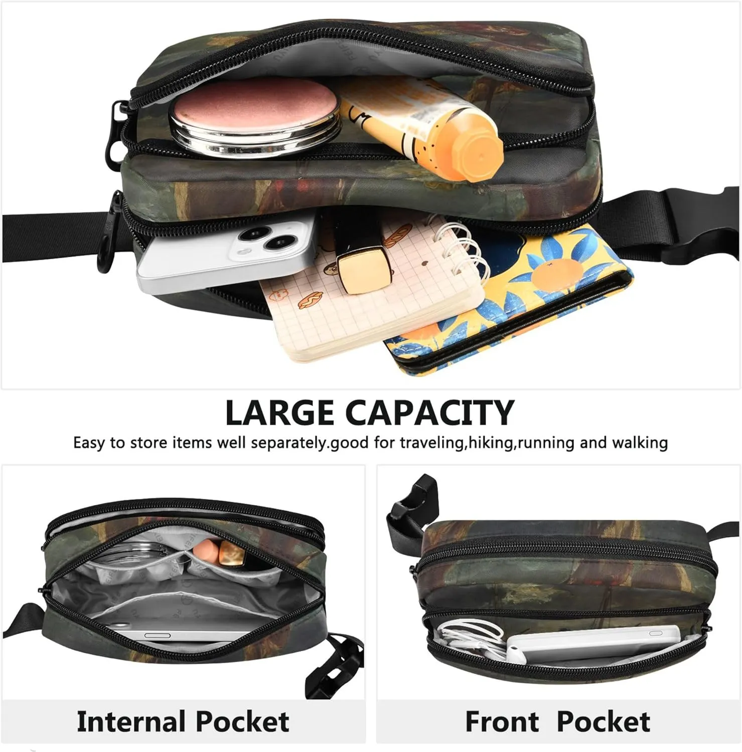 Christ Sea Delacroix Painting Womens Fanny Pack Anti Theft Belt Bag Waterproof Trendy Travel Waist Pouch