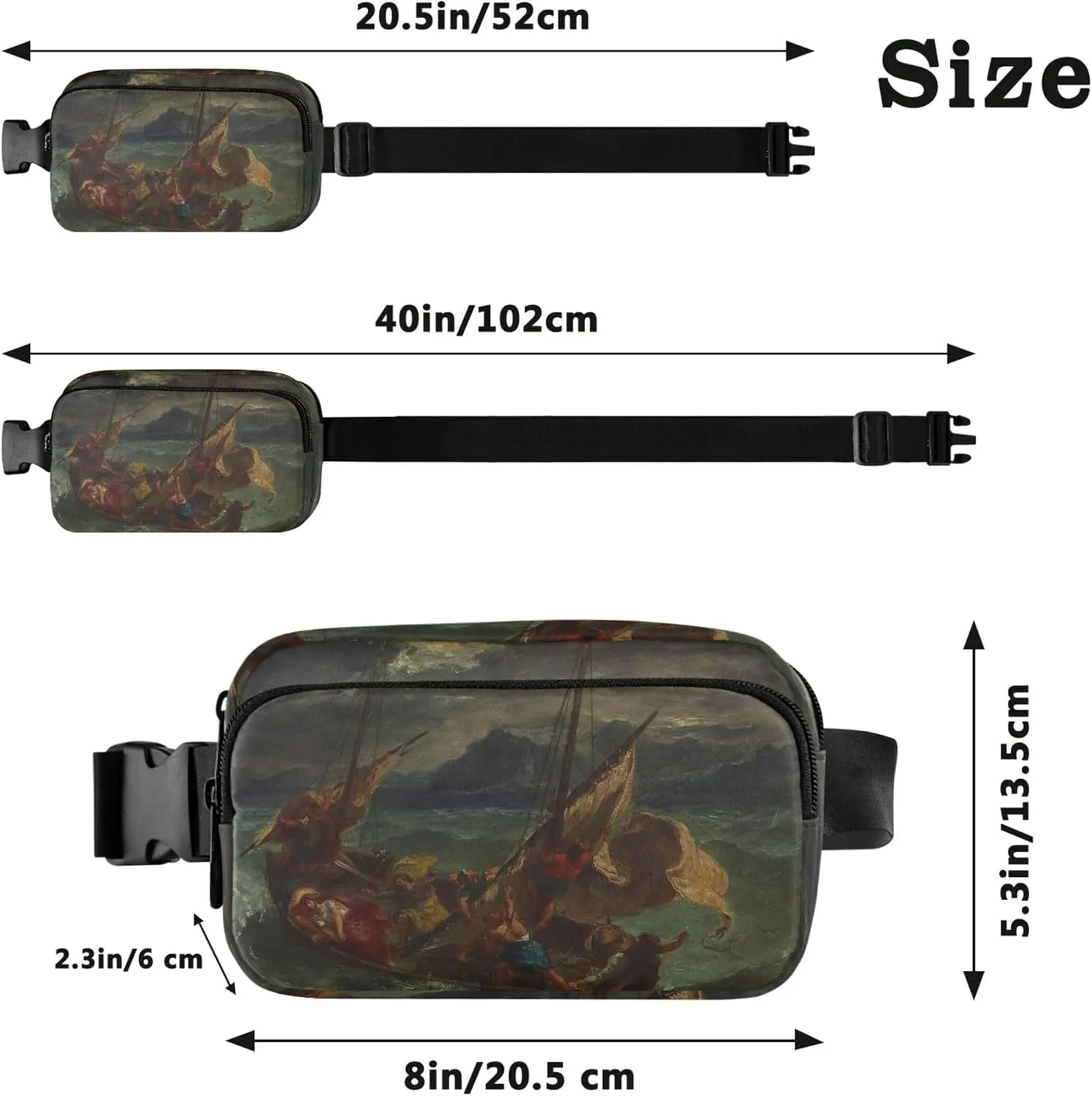 Christ Sea Delacroix Painting Womens Fanny Pack Anti Theft Belt Bag Waterproof Trendy Travel Waist Pouch