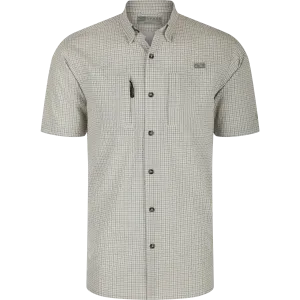 Classic Seersucker Grid Check Button-Down Short Sleeve Shirt