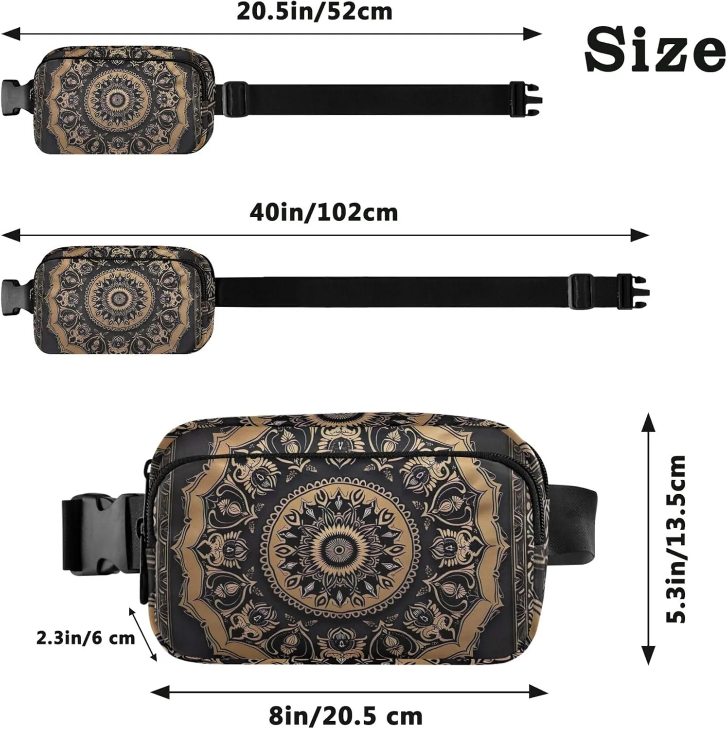 Classical Mandala Floral Print Women Fanny Packs Hip Bag Belt Purse Waterproof Neon Waist Purse for Women