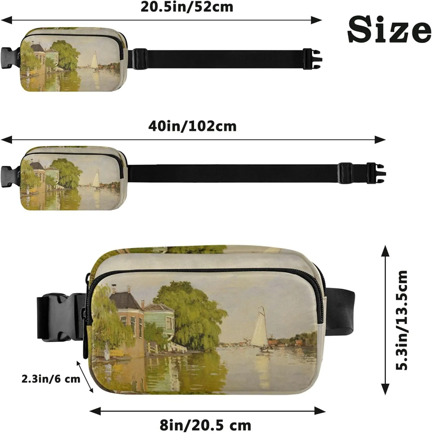 Claude Monet Houses Achterzaan Fanny Packs for Women Festival Hip Pouch Belt Bag Waterproof Crossbody Waist Pack