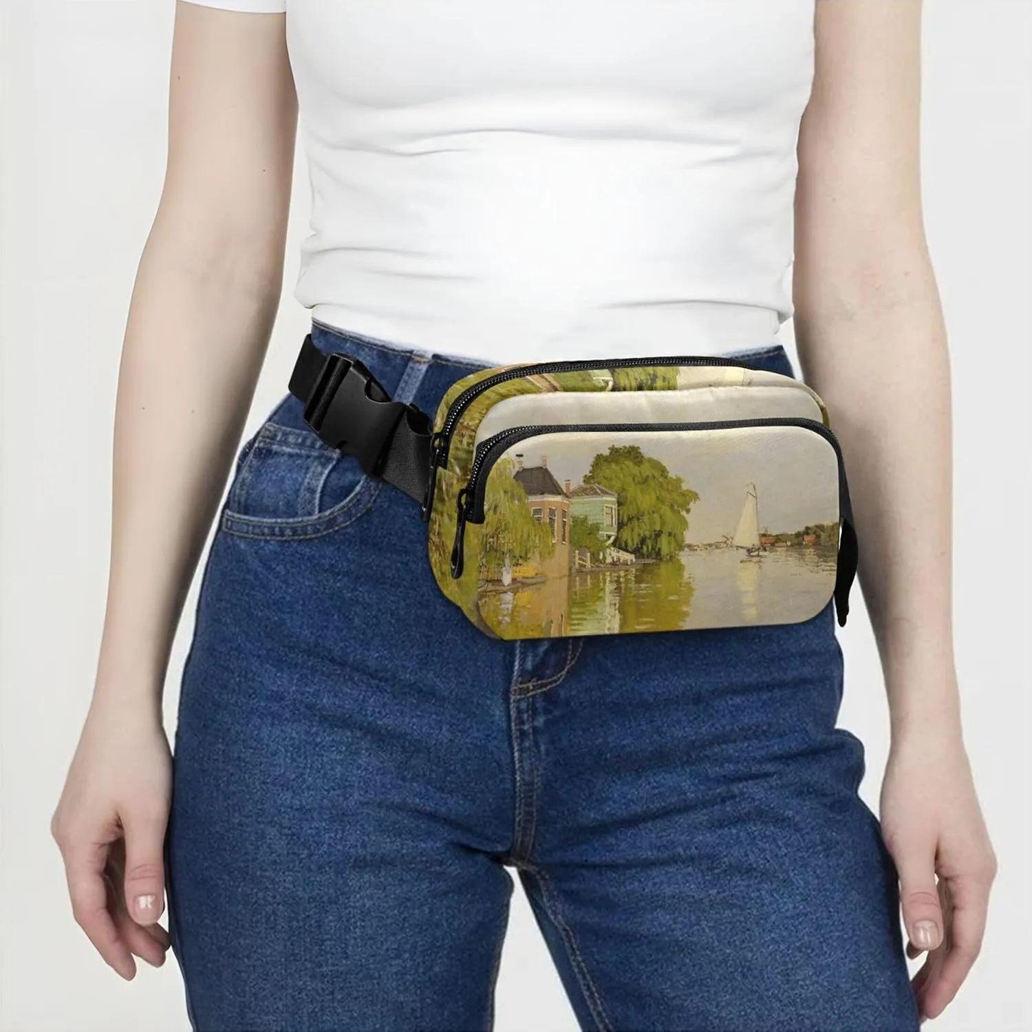 Claude Monet Houses Achterzaan Fanny Packs for Women Festival Hip Pouch Belt Bag Waterproof Crossbody Waist Pack